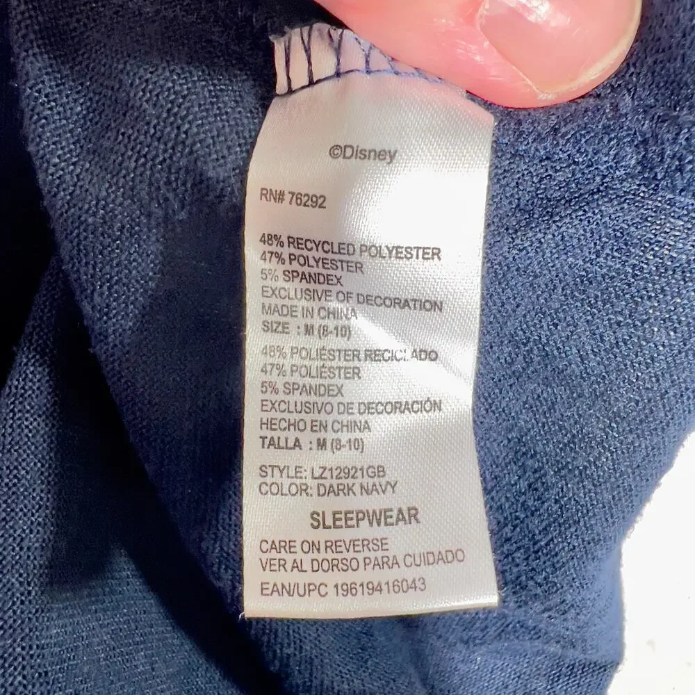 Disney Stitch Lilo Sleepwear Night Shirt Woman Medium 8-10 '21 Print Navy - Picture 6 of 15